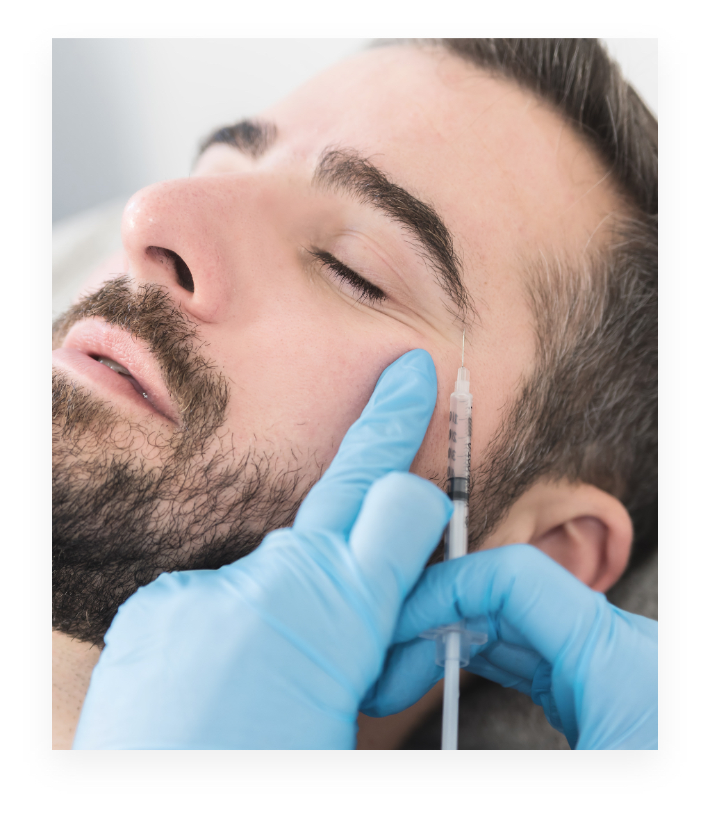 Man getting an injectable treatment