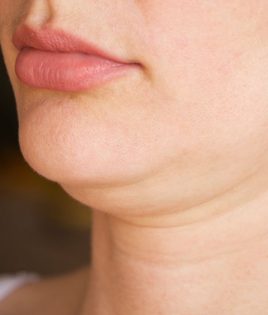 Closeup on a double chin