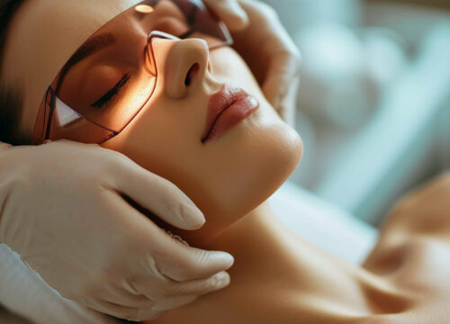 Photo of a woman at a medspa about to get a CO2 laser treatment