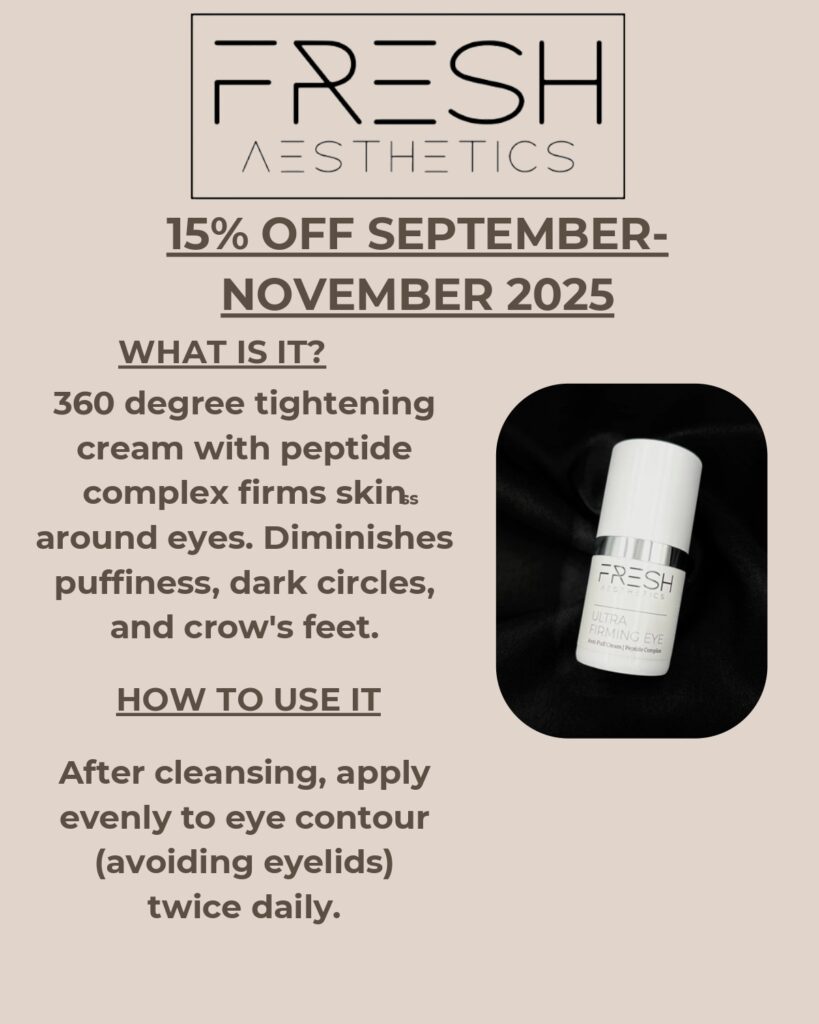 15% off 360 degree tightening cream with peptide complex. Call us to learn more.